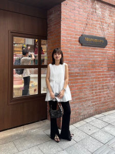 กางเกงขายาวทรงหลวมเอวสูงสีดำ กางเกงขายาวลำลองสำหรับผู้หญิง สไตล์เกาหลี ทรงพอดีตัว กางเกงขายาวทรงหลวม ทรงพอดีตัว