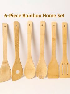 Long-Handled Bamboo Wood Non-Stick Pan Cooking Spatula Kitchen Utensils Rice Spoon Home Use Small Shovel Wood Shovel Cooking Tools