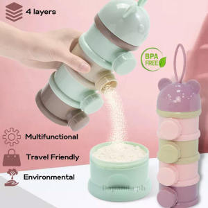 Stackable 4-Layers Baby Milk Powder Container with Side Open Cap Outing Use Kids Drinking Milk Powder Container Box