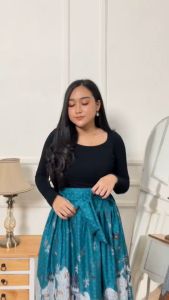 ROK BATIK MAYUNG PANJANG POLYKATUN BAWAHAN WANITA MOTIF KOPRI HIJAU