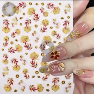 5D Embossed Nail Stickers CNY lucky Lion Dance Fireworks Cartoon Nail Art Designs