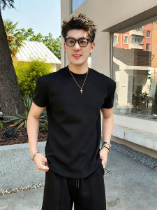 OUMULONG | Regular Shoulder Small Collar Uyghur Xinjiang Cotton Stylish and Elegant Mens T-Shirt