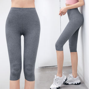 High Waist Pure Cotton Cycling Pants Womens Thin Tight Fit Summer Bottoms Breathable Large Size Seven-Quarter Length