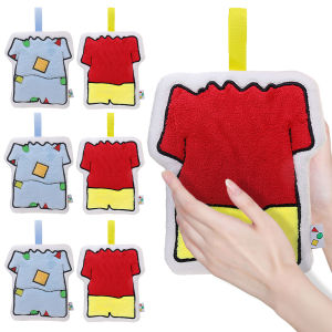 Cute Crayon Shin-chan Hanging Hand Towel Thickened Coral Velvet Embroidered Childrens Hand Drying Towel