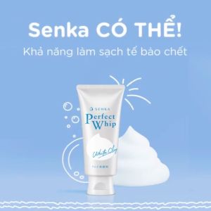 Sữa Rửa Mặt Senka Perfect Whip Đất Sét Trắng Sáng Da White Clay (120g) Nhật Bản Chính Hãng Sạch Bã Nhờn Nâng Tone Da