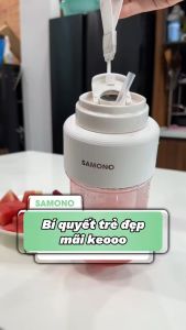 ( BH 1 năm) Máy Xay Sinh Tố Cầm Tay Mini Samono SW-Y10 Sạc Tích Điện 2600mAh 60W Nhỏ Gọn Dung Tích 800ml dao inox 8 cánh 2 nắp tặng kèm 1 ổng hút 1 dây xách