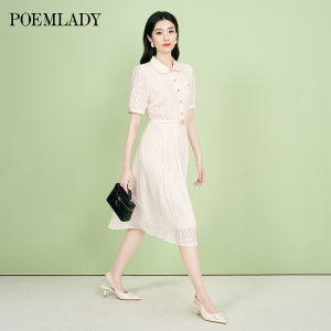 POEMLADY | Lace-collar Waist-defining Elegant Midi Dress