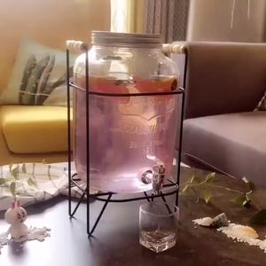 4L 5L 8L 10L Juice Beverage Glass Jar Dispenser With Stand And Faucet Water Pitcher Glass