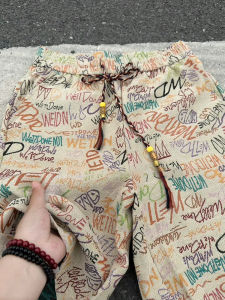 Quần Short Graffiti Hawaii Dopaamine Cho Nam Mùa Hè Quần Dài Ống Đứng Rộng Rãi Đi Biển Quần Dài Năm Điểm Phong Cách Đường Phố Mỹ