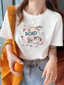 เสื้อยืดแขนสั้นผ้าฝ้ายแท้สำหรับผู้หญิงในช่วงฤดูร้อนปี 2025 ทรงหลวม สไตล์เกาหลี แฟชั่น เสื้อเชิ้ตทรงเข้ารูป ทรงสลิมฟิต ทรงเข้ารูป ทรงเข้ารูป