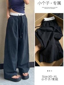 Quần Ống Rộng Lưng Cao Kẻ Caro Mỏng Thường Ngày Mùa Hè Cho Nữ Quần Dài Thoải Mái Đi Bộ Đường Dài Quần Ống Rộng Rộng Rãi