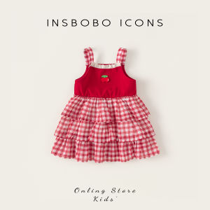 insbobo | Đầm Công Chúa Mùa Hè Cho Bé Gái Đỏ Dây Đeo
