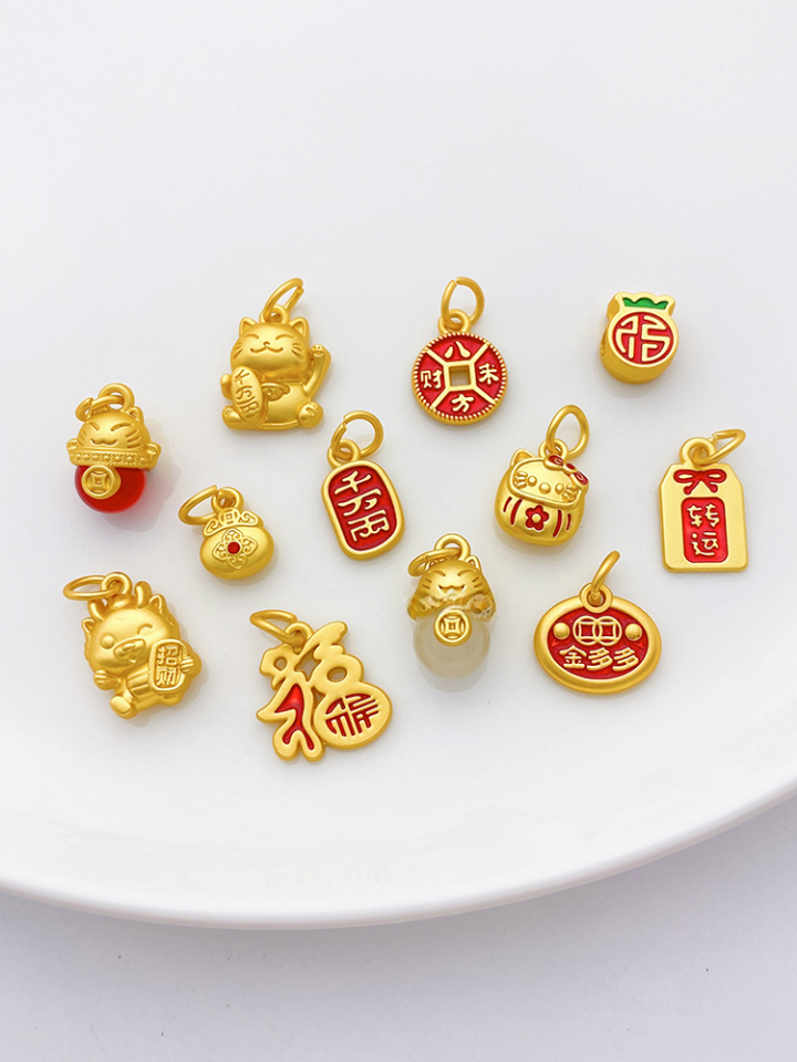 Traditional Chinese Fortune Bag Charm Pendant DIY String Bracelet Necklace Material Accessories Alloy Silver Plated Gold Plated