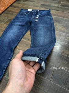 quần jean nam selvedge denim dáng suông màu rêu