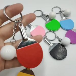 7 Colors Cute Ping Pong Racket Pendants Souvenir Table Tennis Ball Key Chain Ball Sports Fans Key Ring Gift Ornament Accessories
