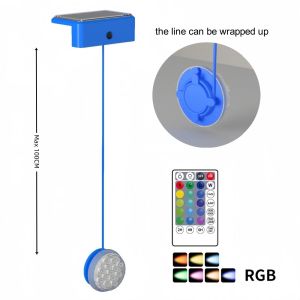 Solar RGB Swimming Pool Underwater Lights IP68 Waterproof Lighting  Remote Control Brightness Levels Timer for Pond Pool Lights