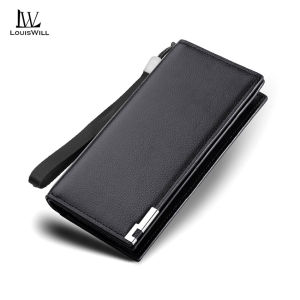 LouisWill Mens Wallet RFID Wallet Simple Long Wallet Soft PU Business Wallet Multi-Card Position Wallets Travel Purses Coin Pouch ID Credit Cards Holders