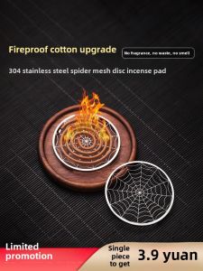 Stainless Steel Incense Holder Stand Fireproof Cotton Pad Incense Tray Incense Rest Incense Box Sandalwood Mosquito Incense Tray Support