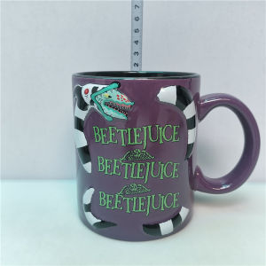 แก้วมugs ความจุขนาดใหญ่ แก้วน้ำดื่มผู้ชาย แก้วดื่มน้ำ แก้วดื่มกาแฟ แก้วดื่มชา กระดานสติกเกอร์ดีไซน์ผีสั้น ดินเผา ไม่มีฝาครอบ