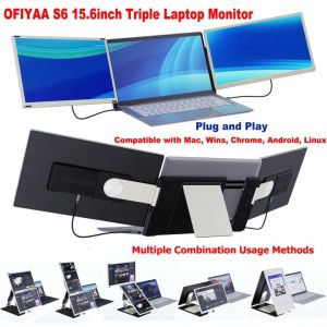 OFIYAA S6 15.6 "ที่ขยายหน้าจอแล็ปท็อปแบบพกพาสำหรับแล็ปท็อปที่มีจอแสดงผล IPS FHD 1080P ที่ขยายหน้าจอแบบถอดได้เข้ากันได้กับ Mac Wins Dex Chrome