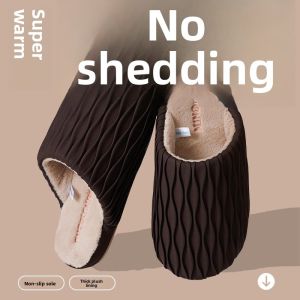 MONLEYTA | Italian Luxury Waterproof PU Leather Cotton Slippers Home Use Mens Womens New Style Autumn Winter Indoor Slippers Anti-slip Thick Bottom