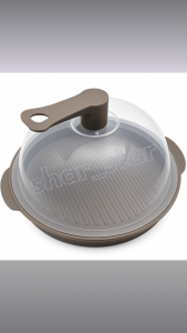 Sandam Round Microwave Dish Cover BPA-Free 20cm Steam Vent Cool Handle Gray 1 Set