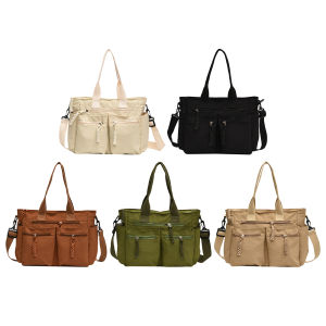 Women Nylon Tote Bag with Multi Pockets Crossbody Bag with Zipper Handbag Everything Tote Bag for Travel Work