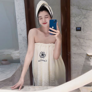 New 2025 Long Strapless Bath Robe Big Absorbent Quick Dry Shoulder Bared Towel Style Sleepwear Womens Home Comfortable Pajamas