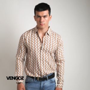 VENGOZ Kemeja Pria Printing Slim Fit - Ripple Casual Shirt LS