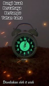 Alarm Clock Silent Non-Ticking Analog Quartz 17CM Battery Operated Twin Bell Loud Alarm Clock with Backlight Jam Loceng Bercahaya