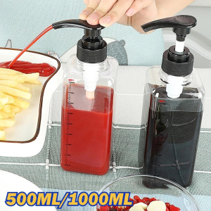 Liquid Dispenser with Scale Coffee Syrup Drip Bottle with Hydraulic Pump Nozzle Head Kitchen Honey Jar Container