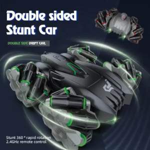(SG Ready) Remote High Speed Car for Kids Children Drift Stunt Car Double Sided 360degrees Rotation with Headlights