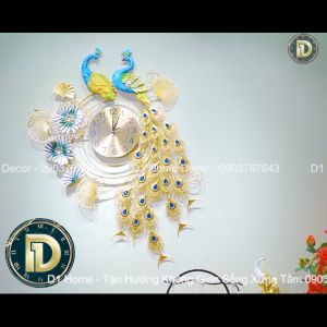 Đồng Hồ Treo Tường Con Chim Công Tài Lộc Chính Hãng D1 Home Kim Trôi Trang Trí Tường Decor  -21
