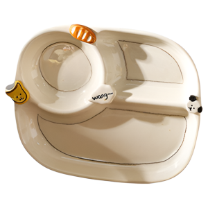 SHELI | Child Ceramic Cartoon Plate Portion Control Plate