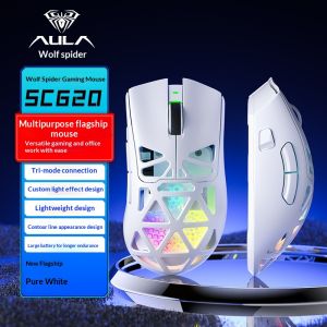 AULA | AULA SC620 Wireless Mouse RGB PAW3311 Light Weight Adjustable 12000 DPI Wired/Bluetooth/2.4G Sport Office Custom Gaming Mouse