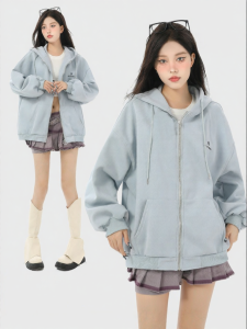 ARCG | Hooded Fleece Thickened Loose Petites Sweatshirt Jacket