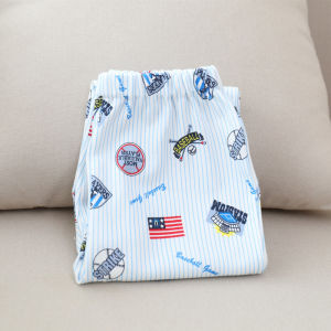 กางเกงนอนผ้าฝ้ายแท้ใส่ช่วงฤดูใบไม้ผลิและฤดูใบไม้ร่วงสำหรับเด็กกางเกงใส่อยู่บ้านผ้าฝ้ายถักลายการ์ตูนไดโนเสาร์สำหรับเด็กชายกางเกงผ้าฝ้ายล้วนกางเกงขายาวสำหรับเด็กชาย