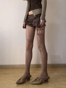 Retro Western Desert Girl Y2K Millennium Punk Future Socks Womens Thin Leg Shaping Stockings Unique Style Autumn Collection