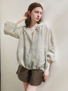 Miccbeirn | เสื้อแจ็คเก็ตคอตตอนสั้นทรงหลวมสไตล์ทำงานสำหรับผู้หญิง ทรงหลวม แขนยาว ปกติ ฤดูร้อน 2025