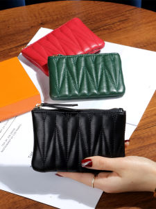Mini Leather Folded Key Ring Bag Womens Wallet Card Holder Sheepskin Zipper Pocket Youth Fashion Korean Style Purse