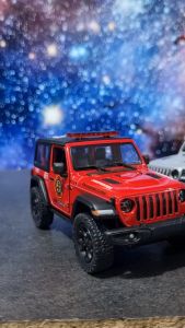 Diecast Miniatur Mainan Mobil Jeep Rubicon Wrangler Polisi Pemadam Besi Metal Buka Pintu