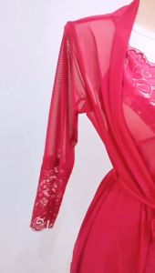 [50-80KG] Robe Lingerie Nightdress Nightwear Dress Sleepwear Red