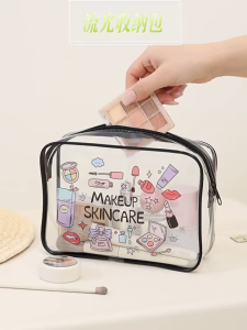 JS SHOP Portable Medicine Cosmetic Bag Transparent PVC Storage Bags Large Capacity Travel Toiletry Pouch