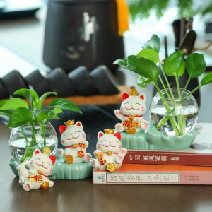 New Lucky Cat & Green Ivy Decorative Home Office Mini Ornament