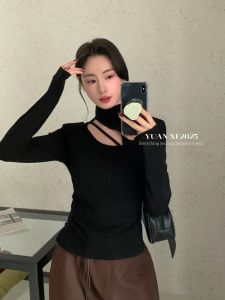 2025 New Style Fleece Brushed Half High Collar Overhead T-Shirt Slim Fit Casual Fashionable Non Regular Length Womens Top