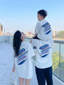 Pure Cotton Short Sleeve Family Matching T-Shirts Children Parent-Child Outfits Summer Season Clothing for Four People