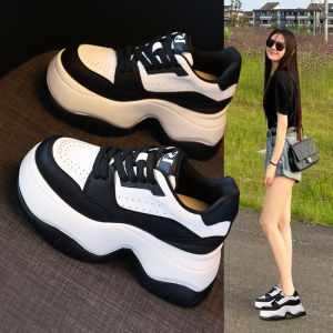 Panda Pattern Womens Casual Shoes Soft Bottom Heightening Sporty Dad Sneakers Low Cut Ultra-Leather Upgraded Version 2024