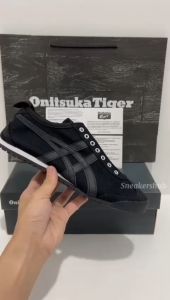 Sepatu 0nitsuka Tiger Slip On Full Black Free Kaos Kaki