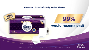 Kleenex Bath Tissue Toilet Tissue Paper Clean Care Regular - 3 Ply (30 Rolls x 1 pack)