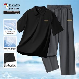 TUCANO | Summer Business Casual Set Men Ice Silk Polo Shirt and Trousers